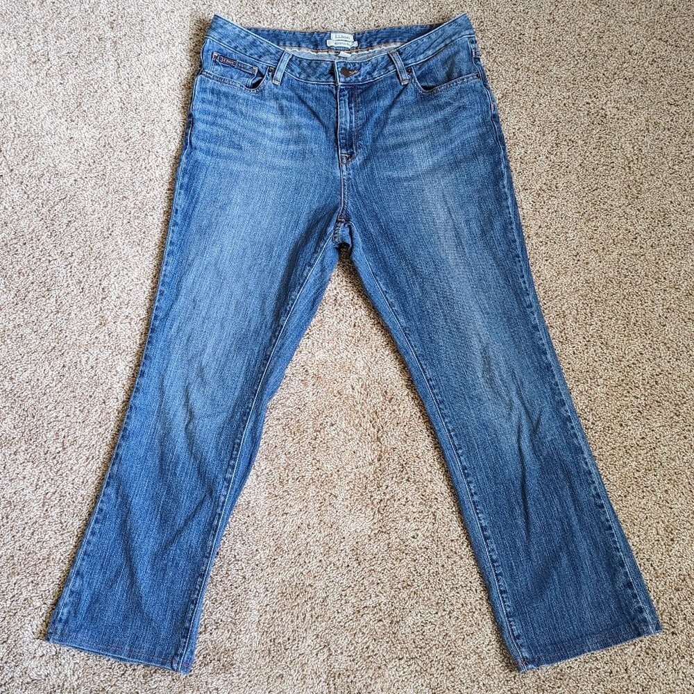 L. L. Bean Favorite Fit Five-Pocket Distressed Cropped Jeans